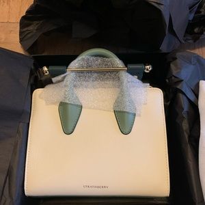 Strathberry nano tote - green and white